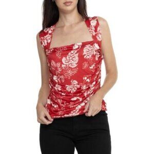 Free People XL Red & White Floral Strapless Dress 95% Polyester 5% Elastane